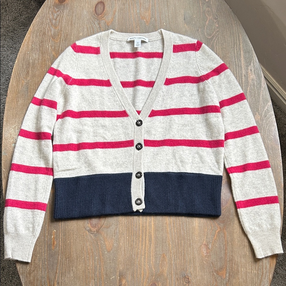 Striped Autumn Cashmere Cardigan Sweater